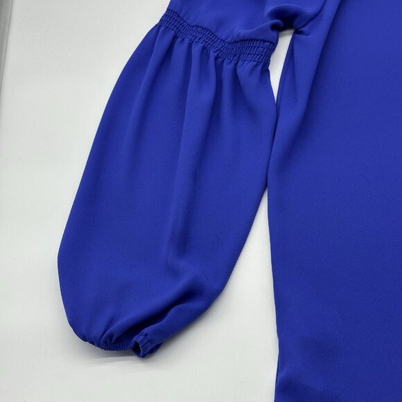 Lilly Pulitzer Anela Size XXS Royal Blue Chiffon Long Sleeve Button Up Blouse - Picture 9 of 10